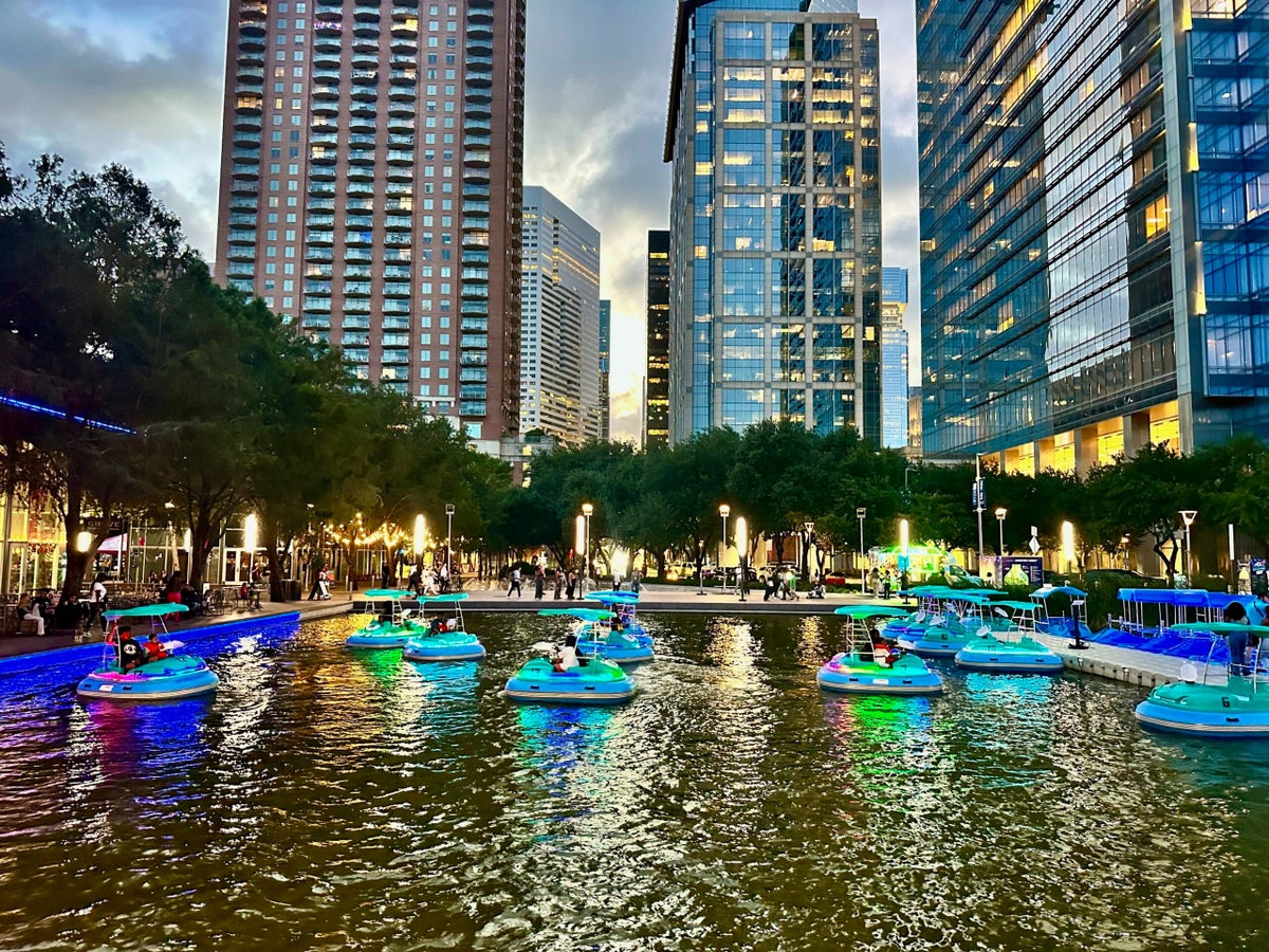 Bumper boats at dusk on Kinder Lake